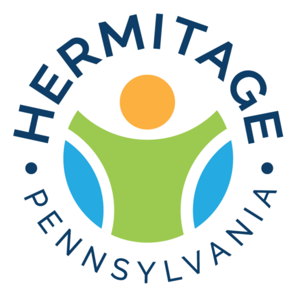 Hermitage PA logo - yellow, blue, and green